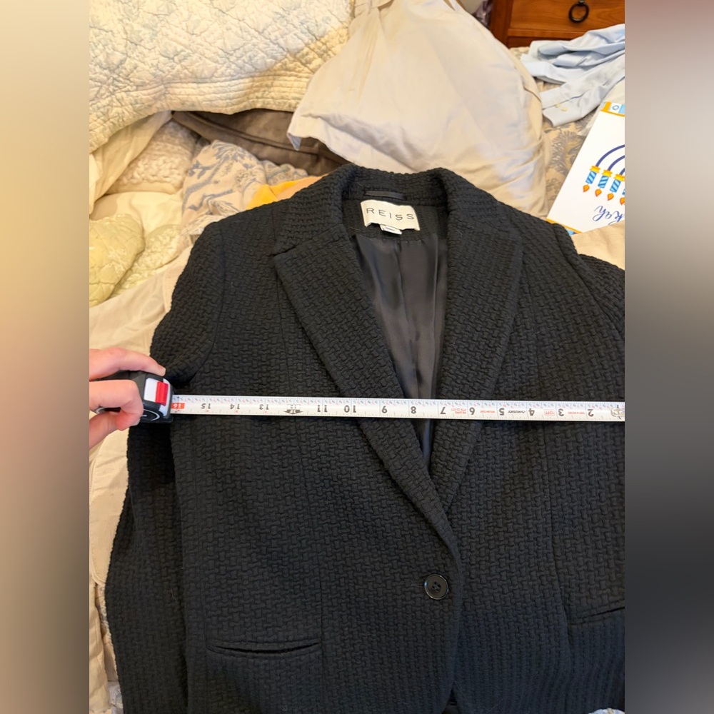 Reiss Black Knit Textured Women's Blazer - Picture 3 of 4